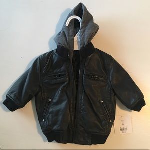 Faux Leather Baby Boy Coat
